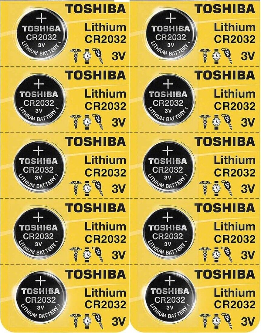 10 x New Original Toshiba CR2032 CR 2032 3V LITHIUM BATTERY BR2032 DL2032 Remote - toyscardscomics