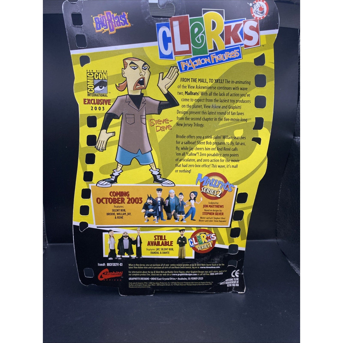 CLERKS INACTION FIGURES STEVE-DAVE AUTOGRAPHED COMIC-CON EXCLUSIVE 2003