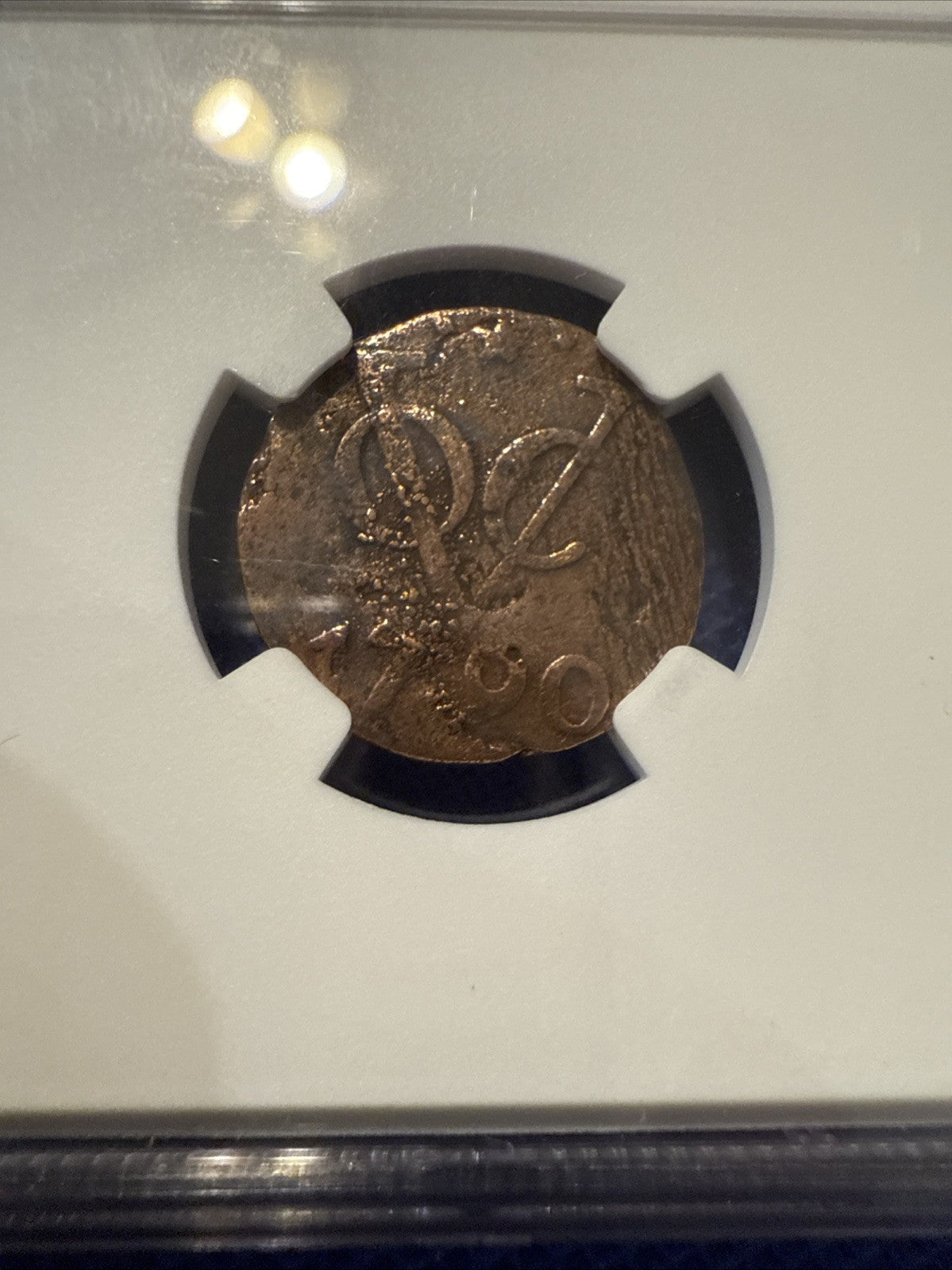 1790 NEW YORK PENNY VOC N.E. INDIES DUIT NGC GENUINE - FREE SHIPPING - toyscardscomics