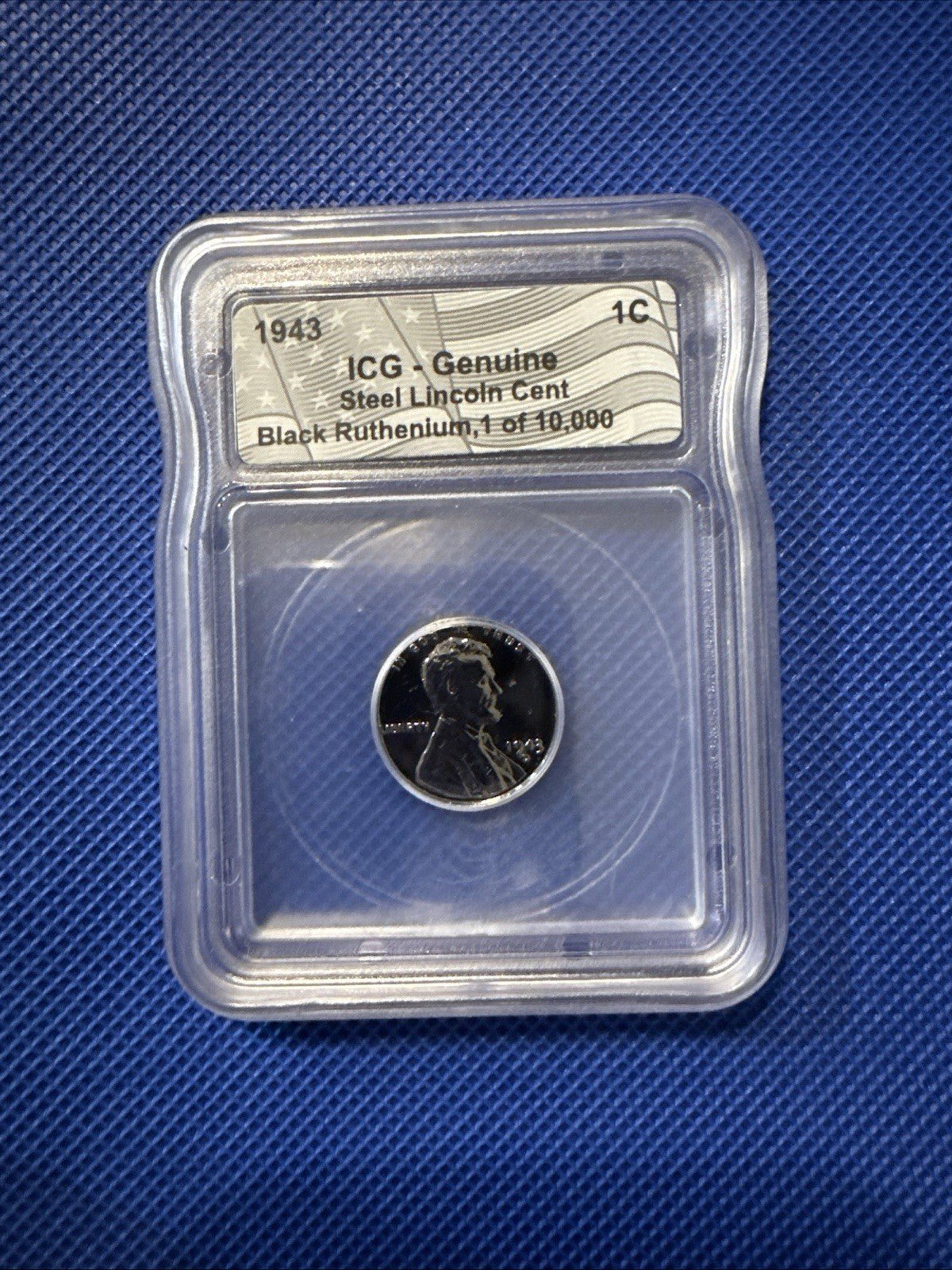 1943 ICG GENUINE STEEL LINCOLN PENNY BLACK RUTHENIUM 1 Of 10,000 - toyscardscomics