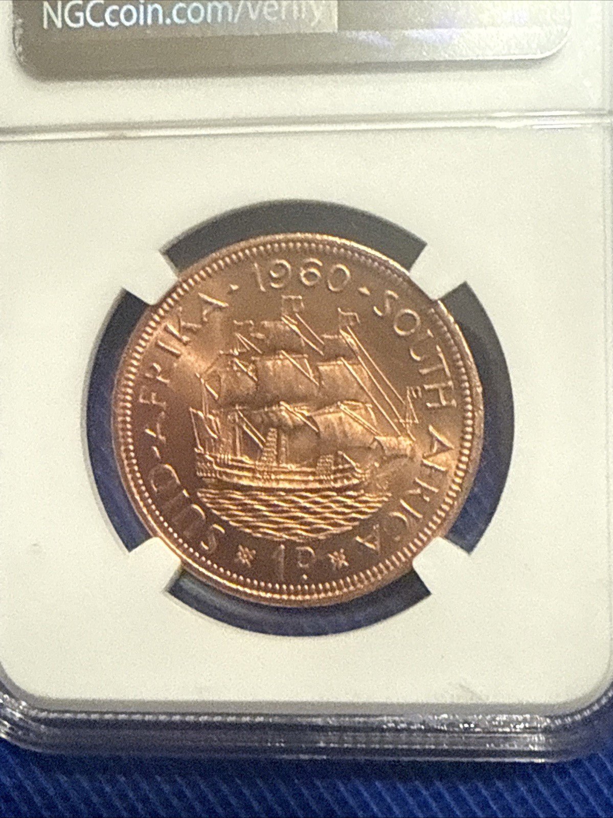 (1953 - 1960) 1960 South Africa Elizabeth II Penny Genuine NGC Slab - toyscardscomics