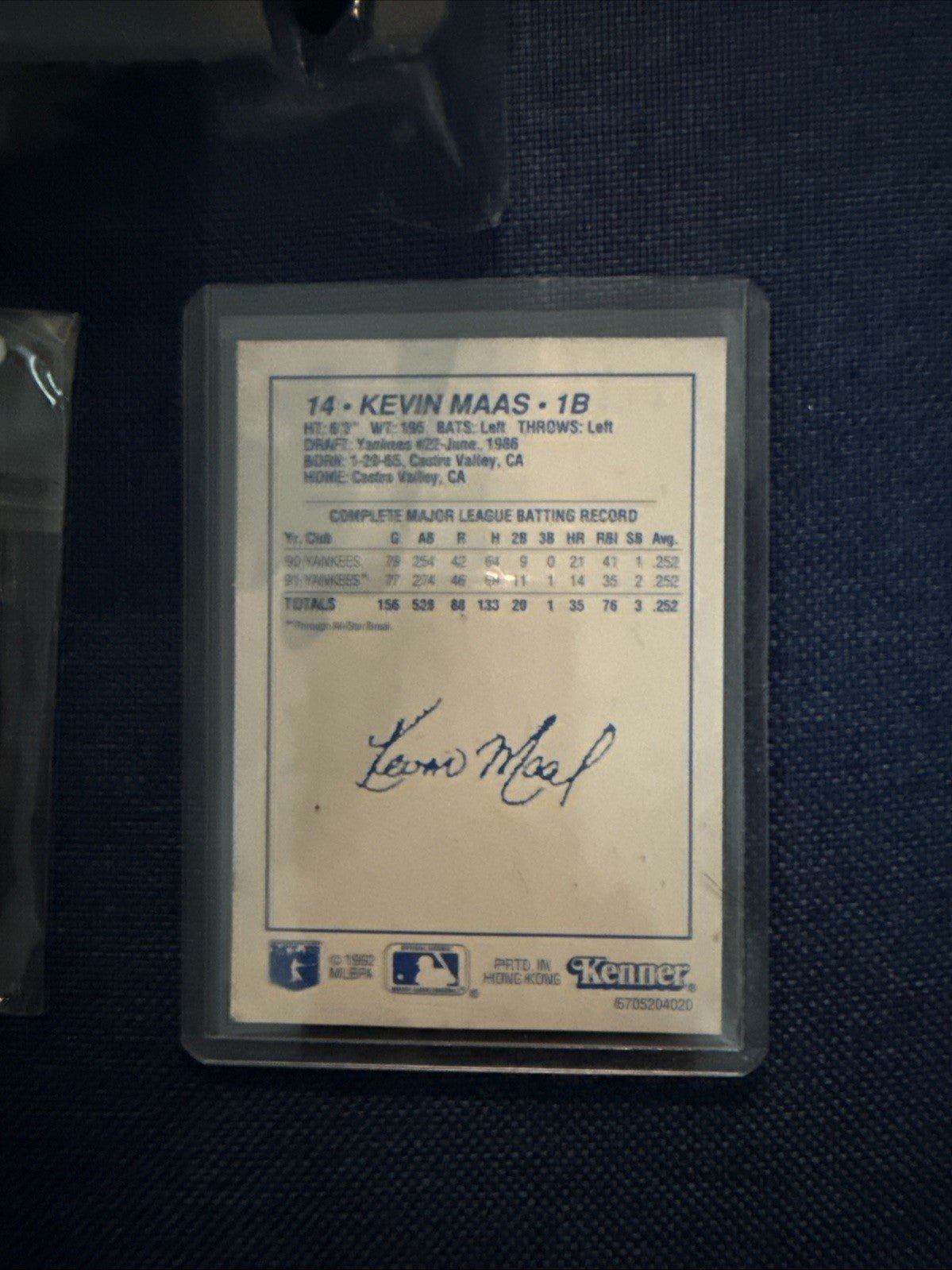 1992 Kenner Starting Lineup - Kevin Maas - New York Yankees - Special Edition - toyscardscomics