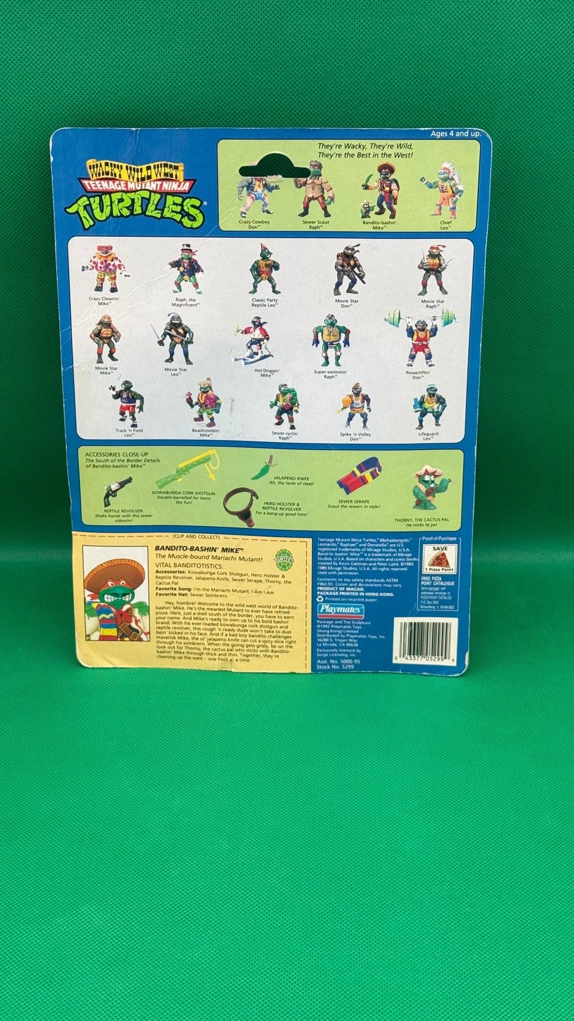 1992 Playmates Teenage Mutant Ninja Turtles Bandito Bashin' Mike - toyscardscomics