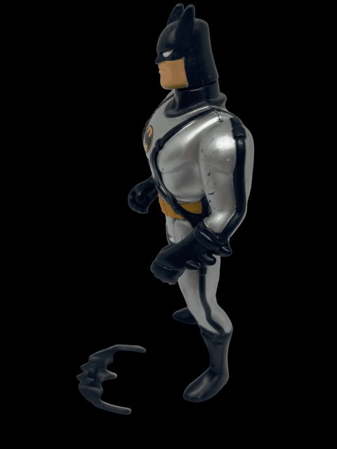 1993 - DC Comics Silver and Black "Batman" with Batarang Action Figure by Kenner - Used as is - toyscardscomics