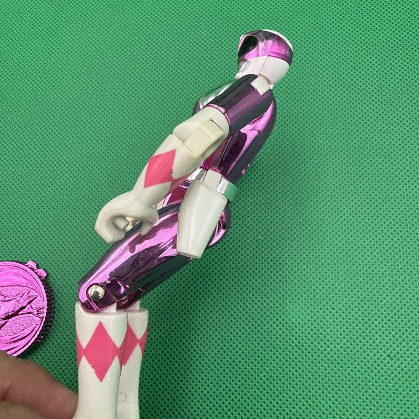 1995 Bandai Metallic Pink Mighty Morphing Power Ranger Movie Action Figure MMPR - toyscardscomics