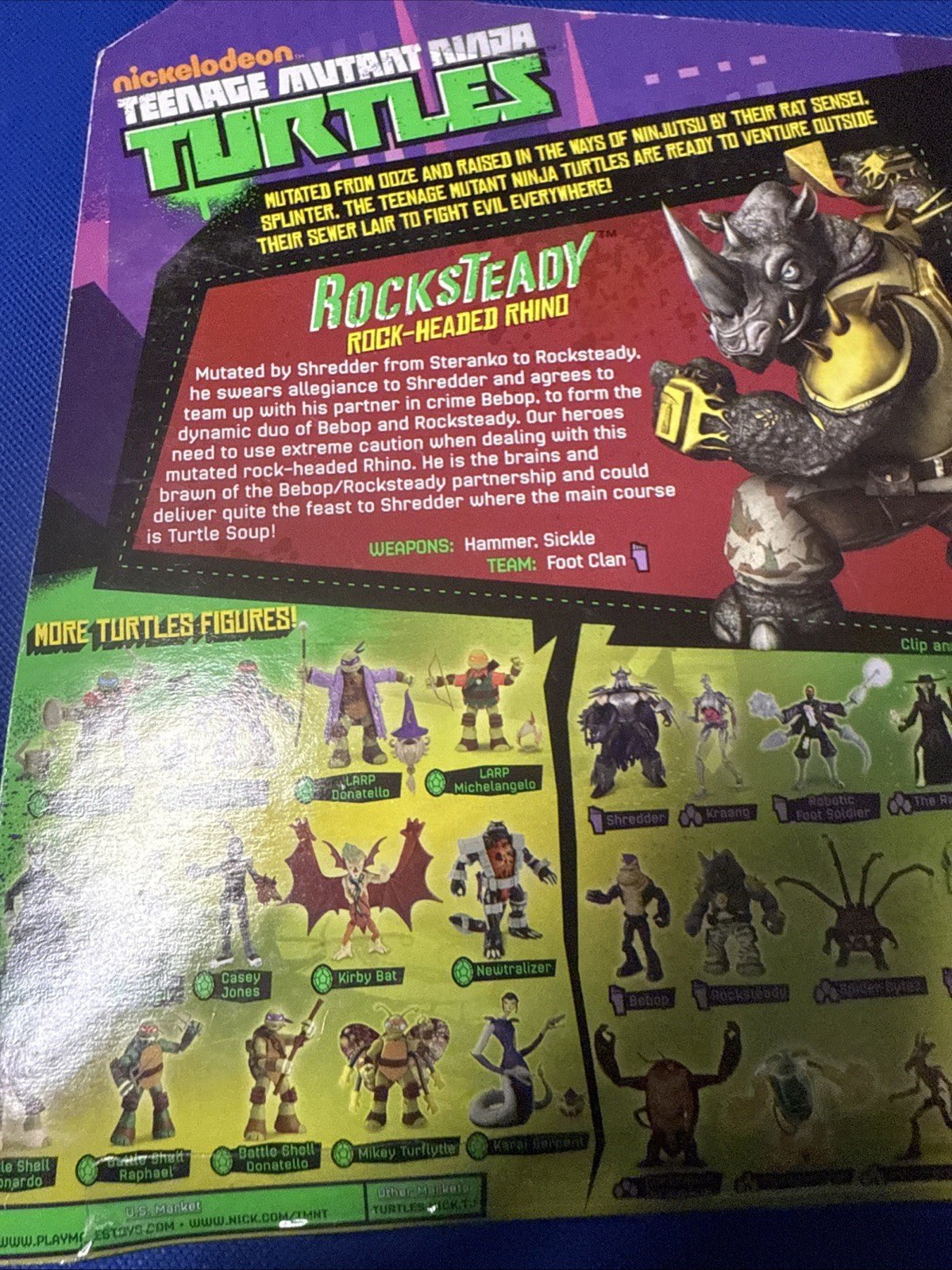 2014 Playmates TMNT Nickelodeon Teenage Mutant Ninja Turtles - Rocksteady - NEW - toyscardscomics