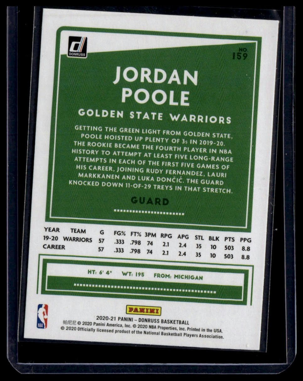 2020 - 21 Donruss #159 Jordan Poole - toyscardscomics