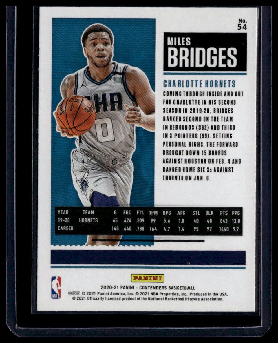 2020 - 21 Panini Contenders #54 Miles Bridges - toyscardscomics