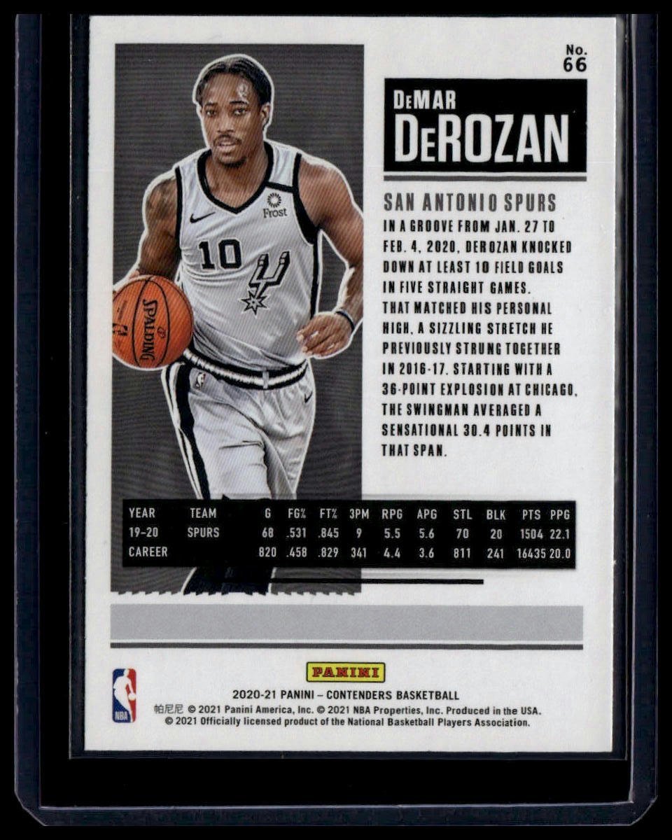 2020 - 21 Panini Contenders #66 DeMar DeRozan - toyscardscomics