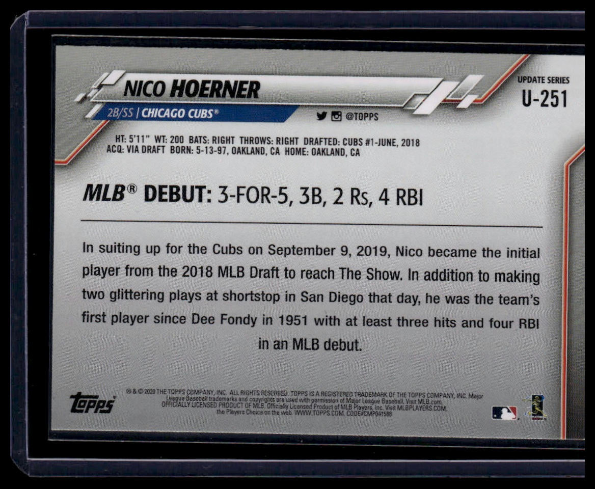 2020 Topps Update #U - 251 Nico Hoerner Red - toyscardscomics
