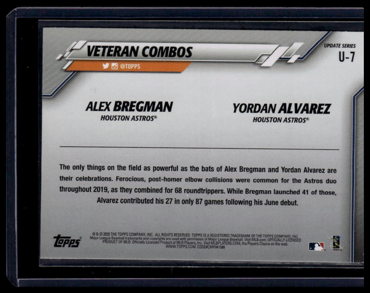 2020 Topps Update #U - 7 - (Alex Bregman / Yordan Alvarez) Black #/69 - toyscardscomics