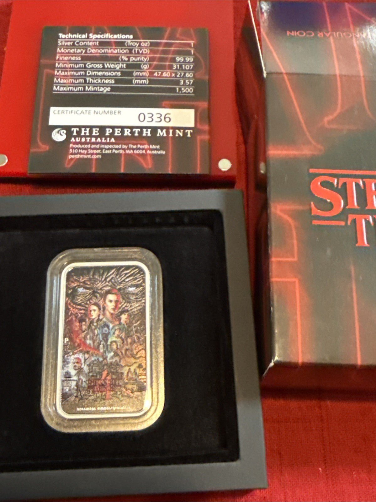 2026 TUV 1 oz Silver Colorized Stranger Things Season 4 Coin Box - toyscardscomics