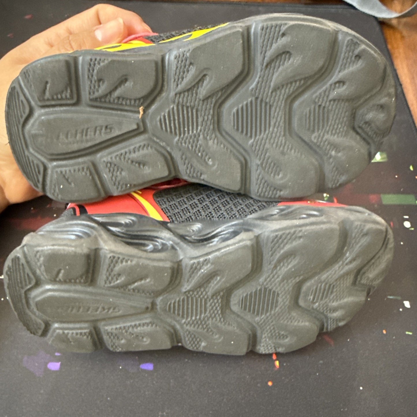 Skechers Thermo Flash Shoe Toddlers 5 Red Black Light Up Adventure Racer Sneaker