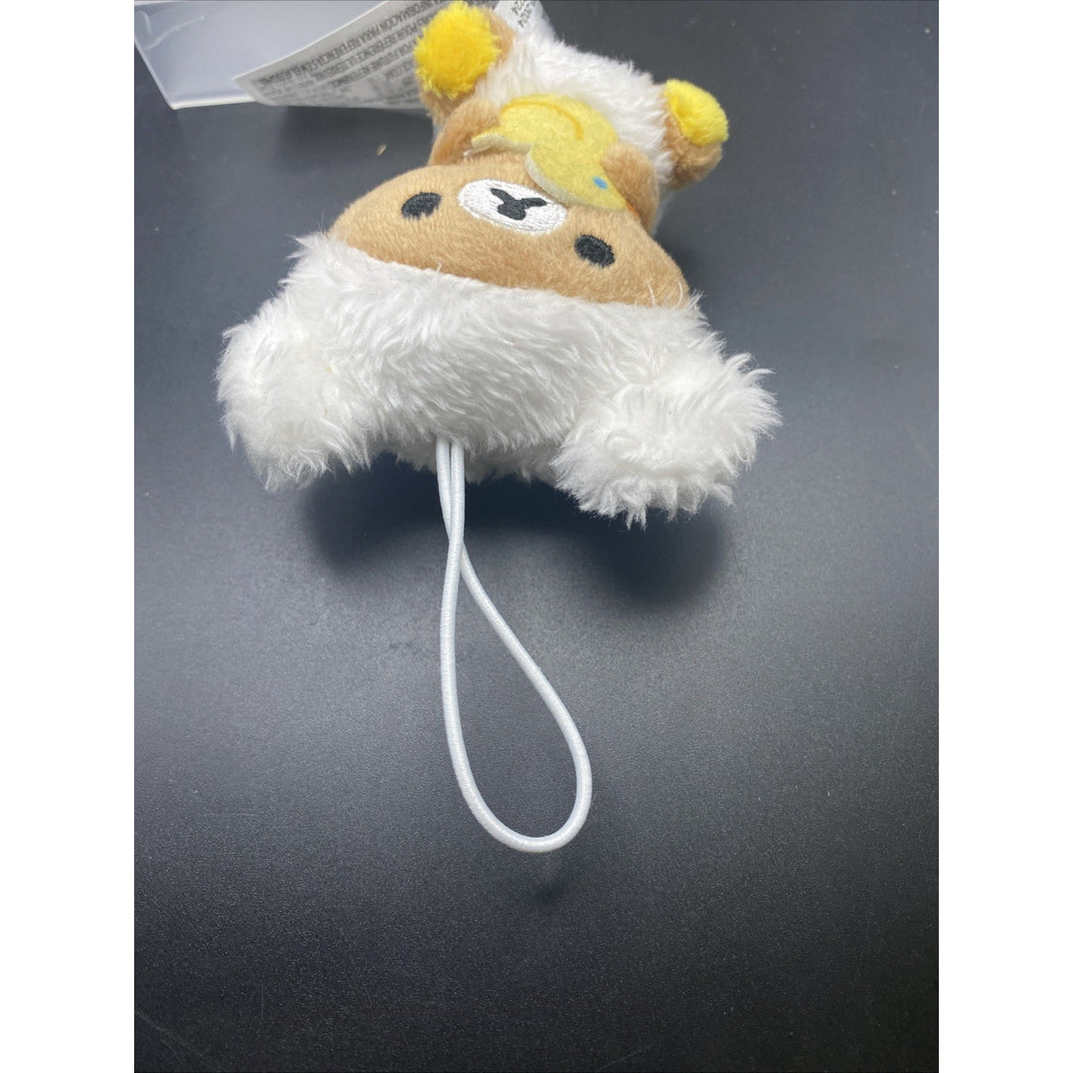 San-X Rilakkuma 2” Hanging Micro Plush Toy Baby Bear Holding Rubber Duckie-RARE