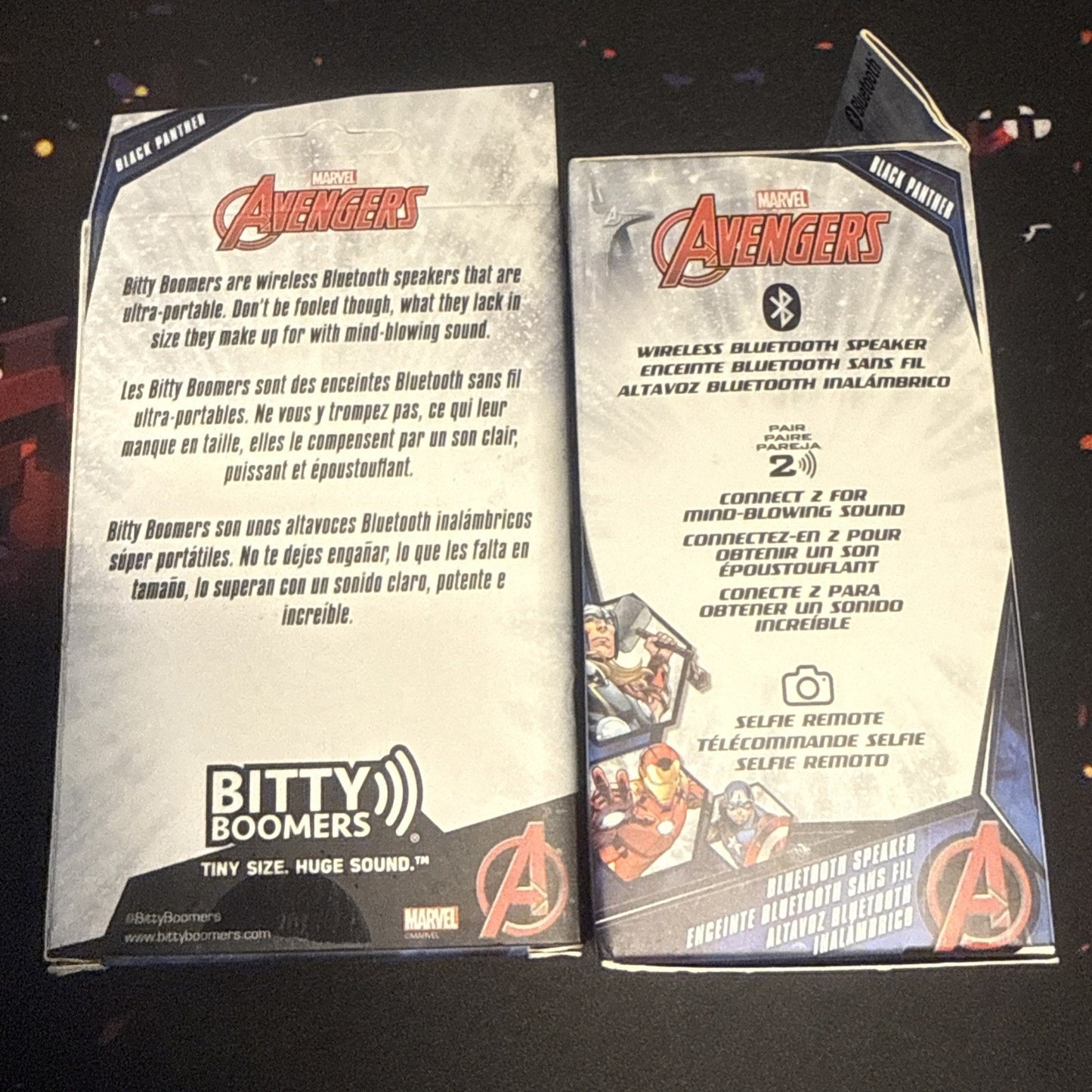 Black Panther Bitty Boomers 2 PACK Marvel Blacklight Mini Bluetooth Speaker NEW