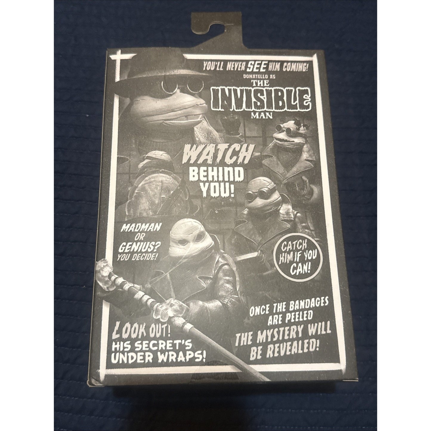 NECA TMNT Turtles x Monsters Donatello As The Invisible Man NIB Black & White