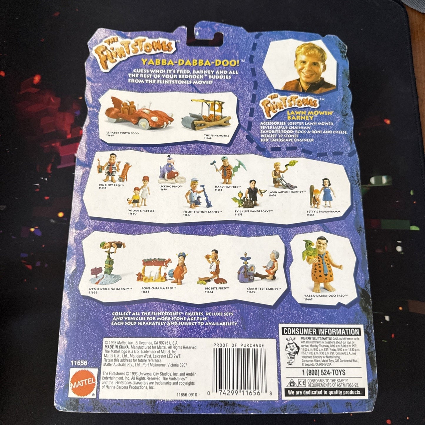 1994 The Flintstones Movie Lawn Mowin' Barney Figure