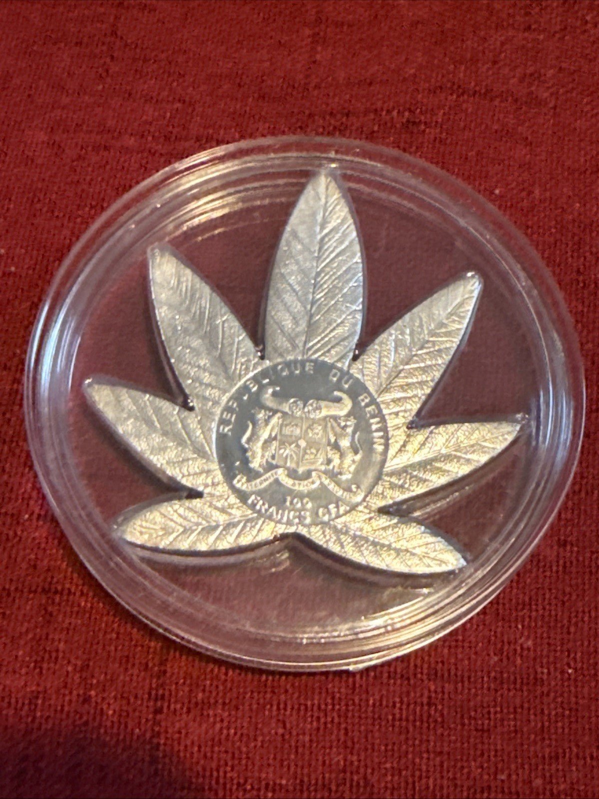Benin 2011 Cannabis Sativa Copper with Silver Plated Proof Coin 100 Francs CFA - toyscardscomics