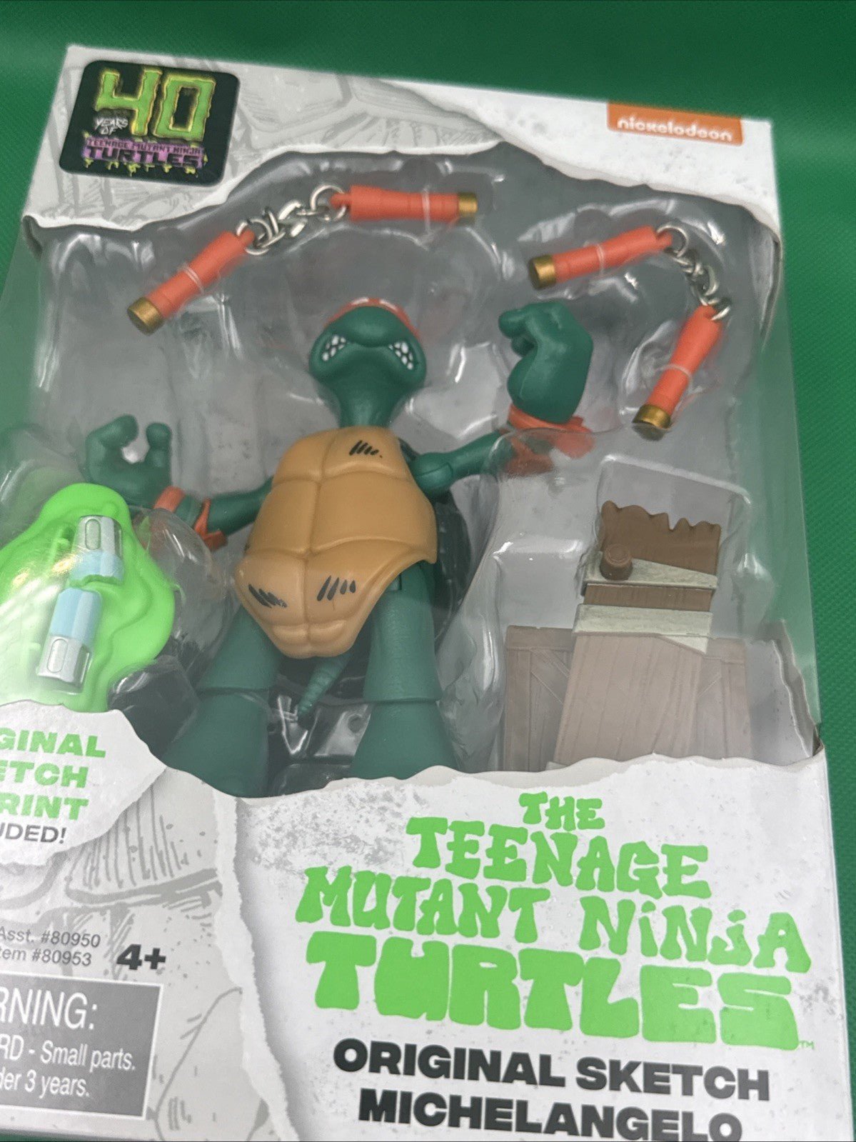 MICHELANGELO Teenage Mutant Ninja Turtles 40th Original Sketch Figure Playmates - toyscardscomics
