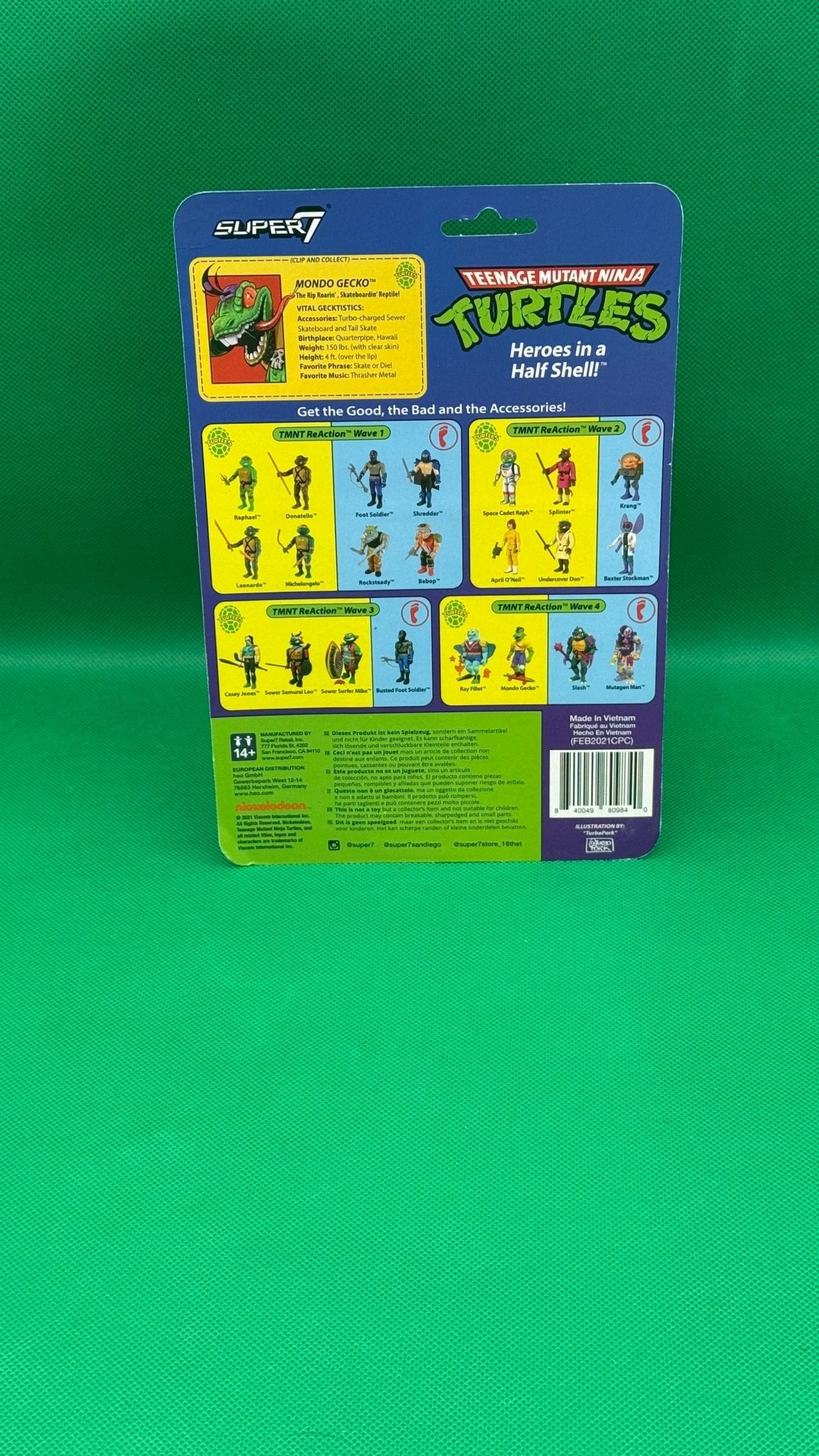 Mondo Gecko Teenage Mutant Ninja Turtles ReAction Super7 - toyscardscomics