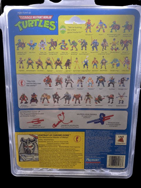 Playmates TMNT Figure 5136: Teenage Mutant Ninja Turtles, Chrome Dome 1991 - toyscardscomics