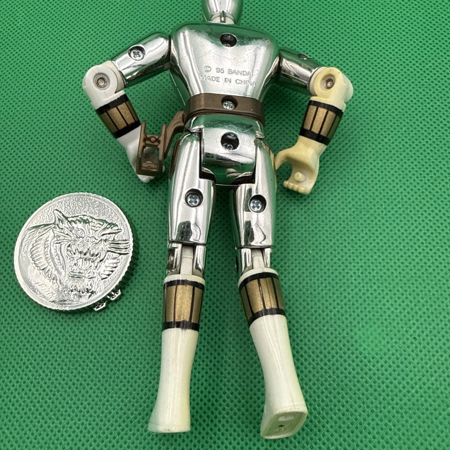 Silver Mighty Morphin Power Rangers Metallic Movie Ranger Bandai 1995 - toyscardscomics