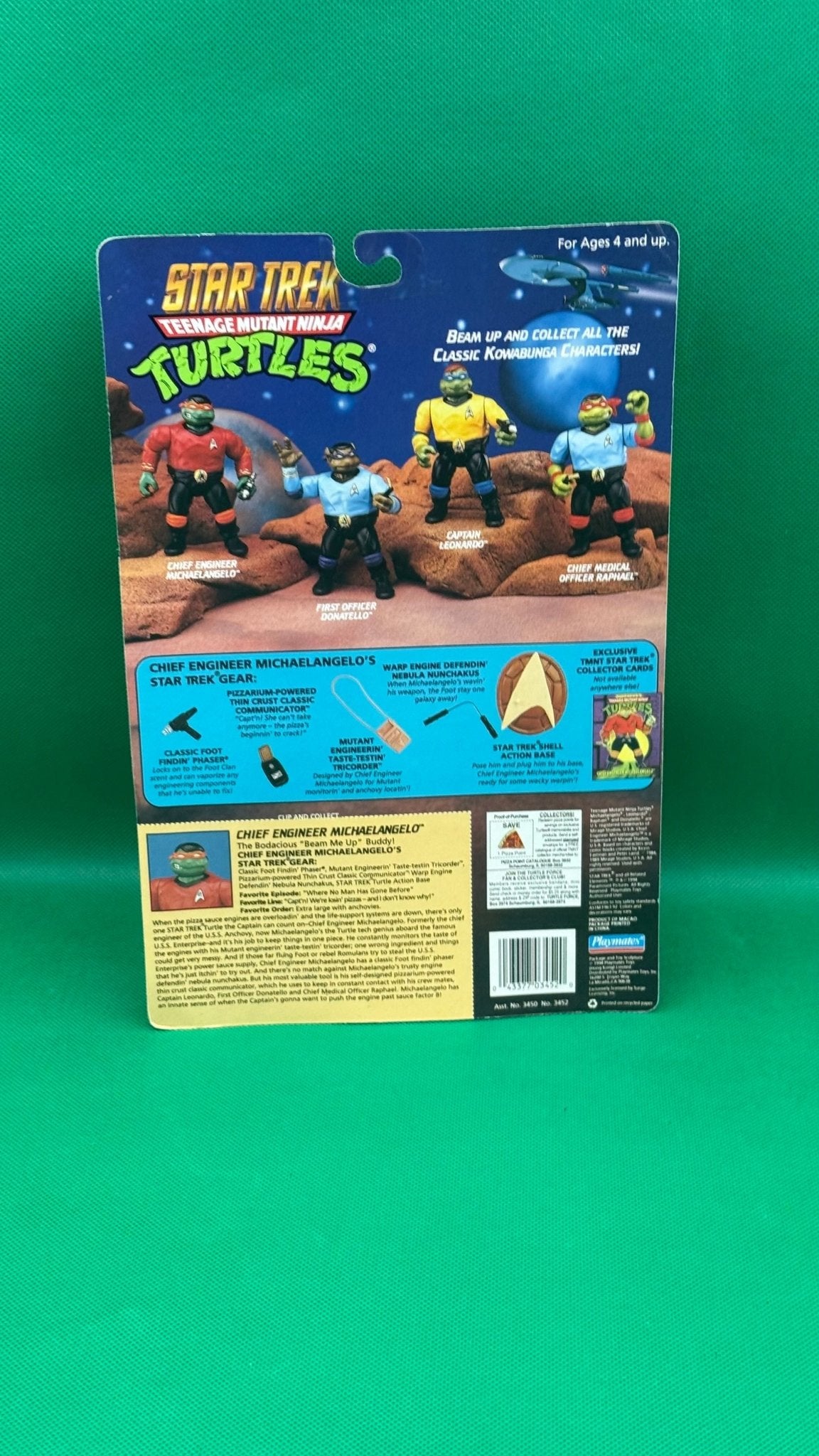 STAR TREK TEENAGE MUTANT NINJA TURTLES 1994 CHIEF ENGINEER MICHAELANGELO - toyscardscomics