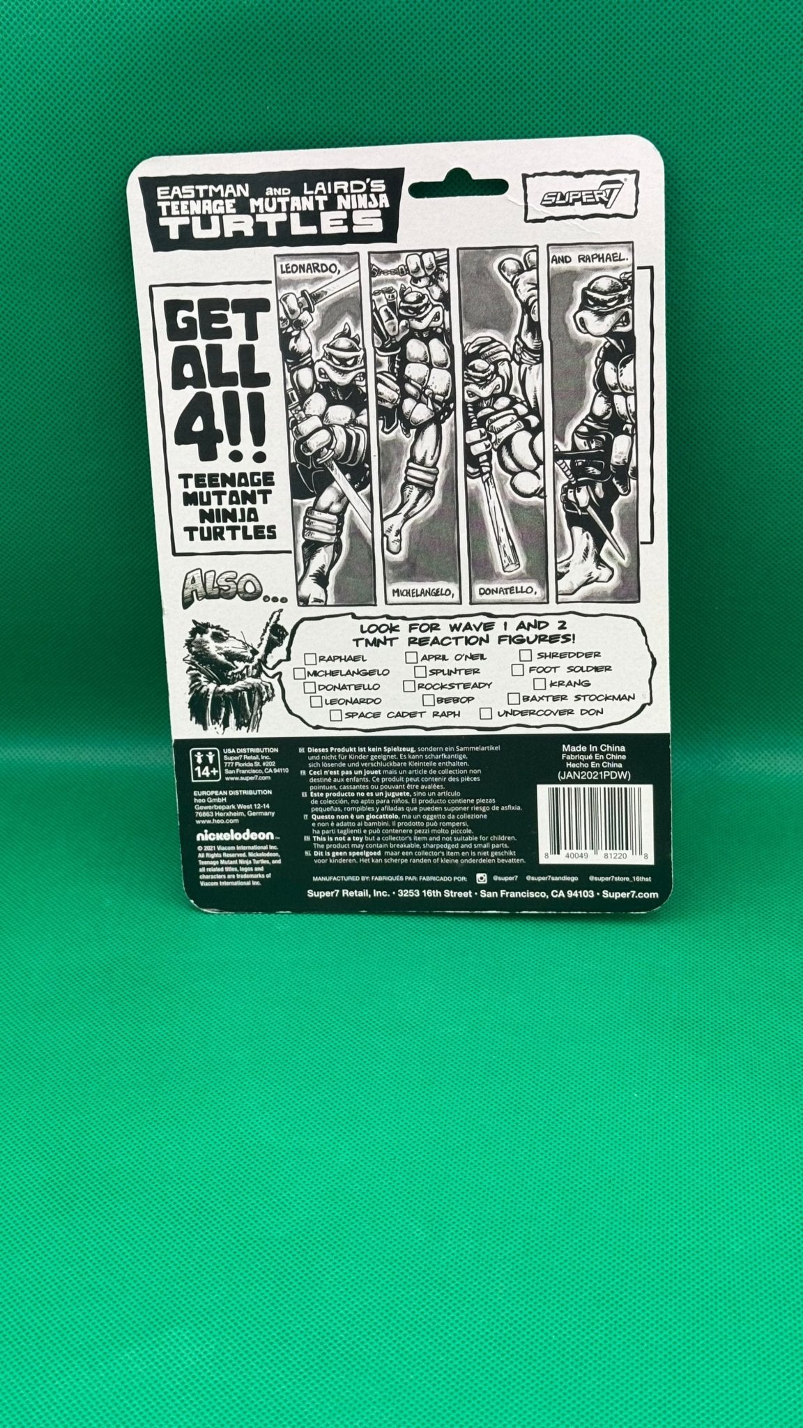 Super7 ReAction Eastman and Larid's Teenage Mutant Ninja Turtle Leonardo - toyscardscomics