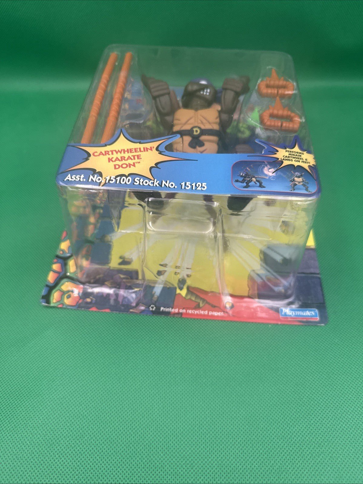 Teenage Mutant Ninja Turtles CARTWHEELIN KARATE DON 1996 Playmates New Old Stock - toyscardscomics