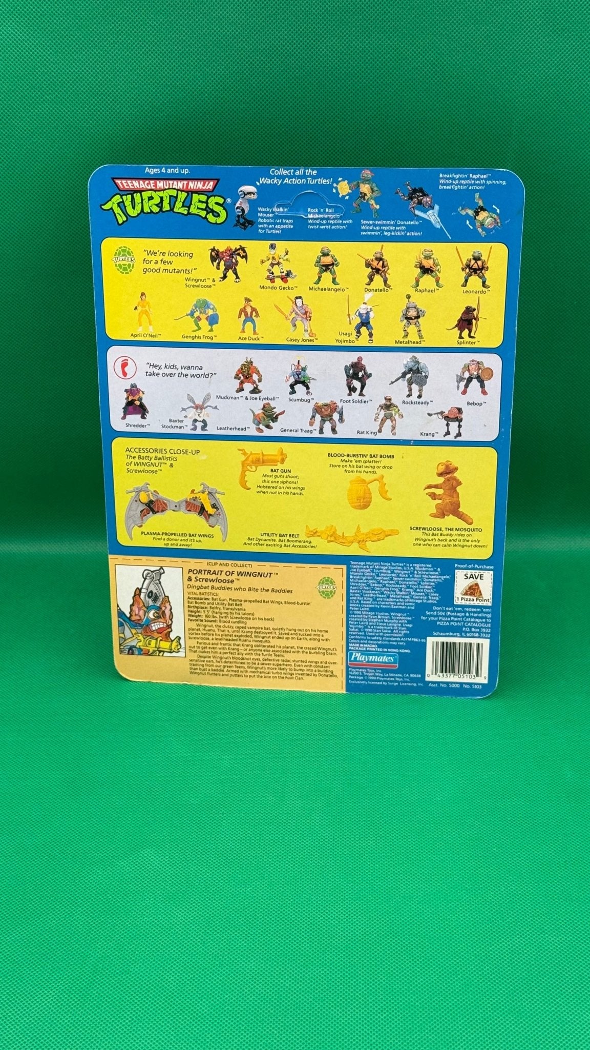 TMNT 1990 Teenage Mutant Ninja Turtles Wingnut & Screwloose - toyscardscomics