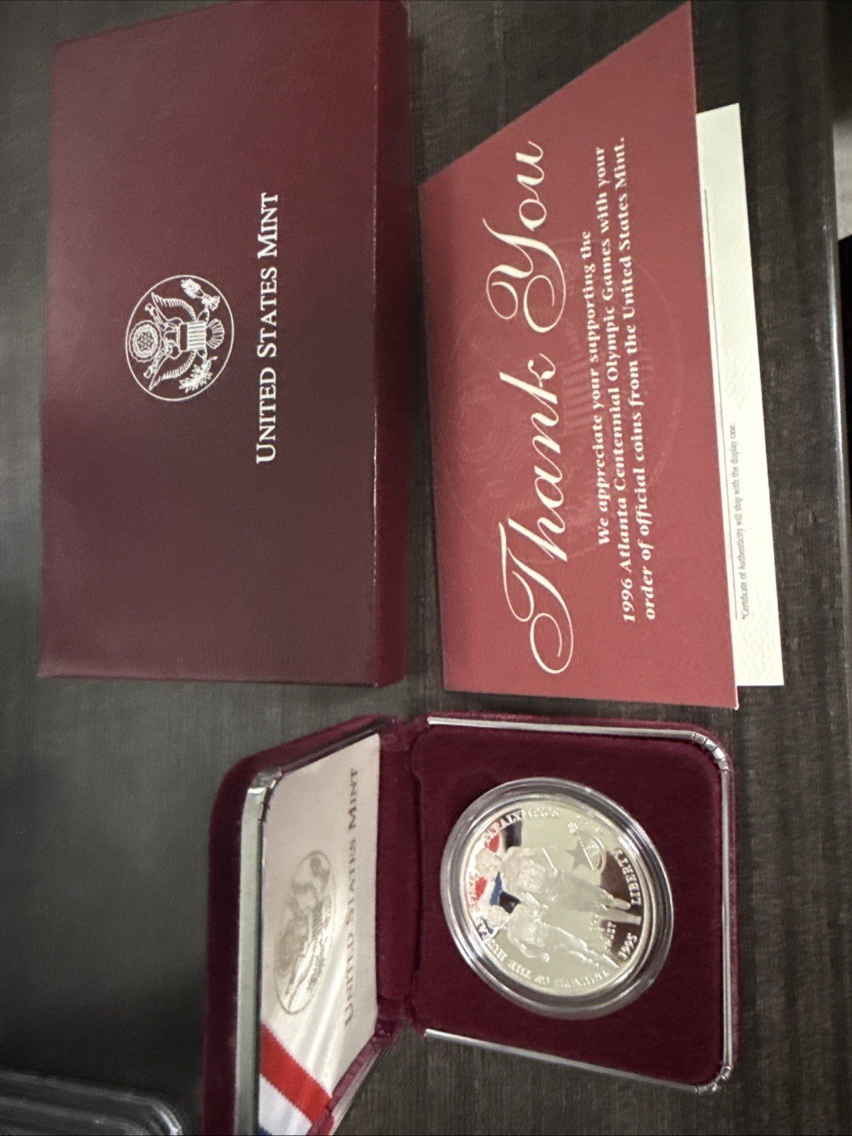 US Olympic Coins of The Atlanta Centennial Games Silver Proof 1995 Blind Runner - toyscardscomics