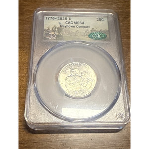 2026-D Mayflower Compact 25C CAC MS64 Commemorative Coin
