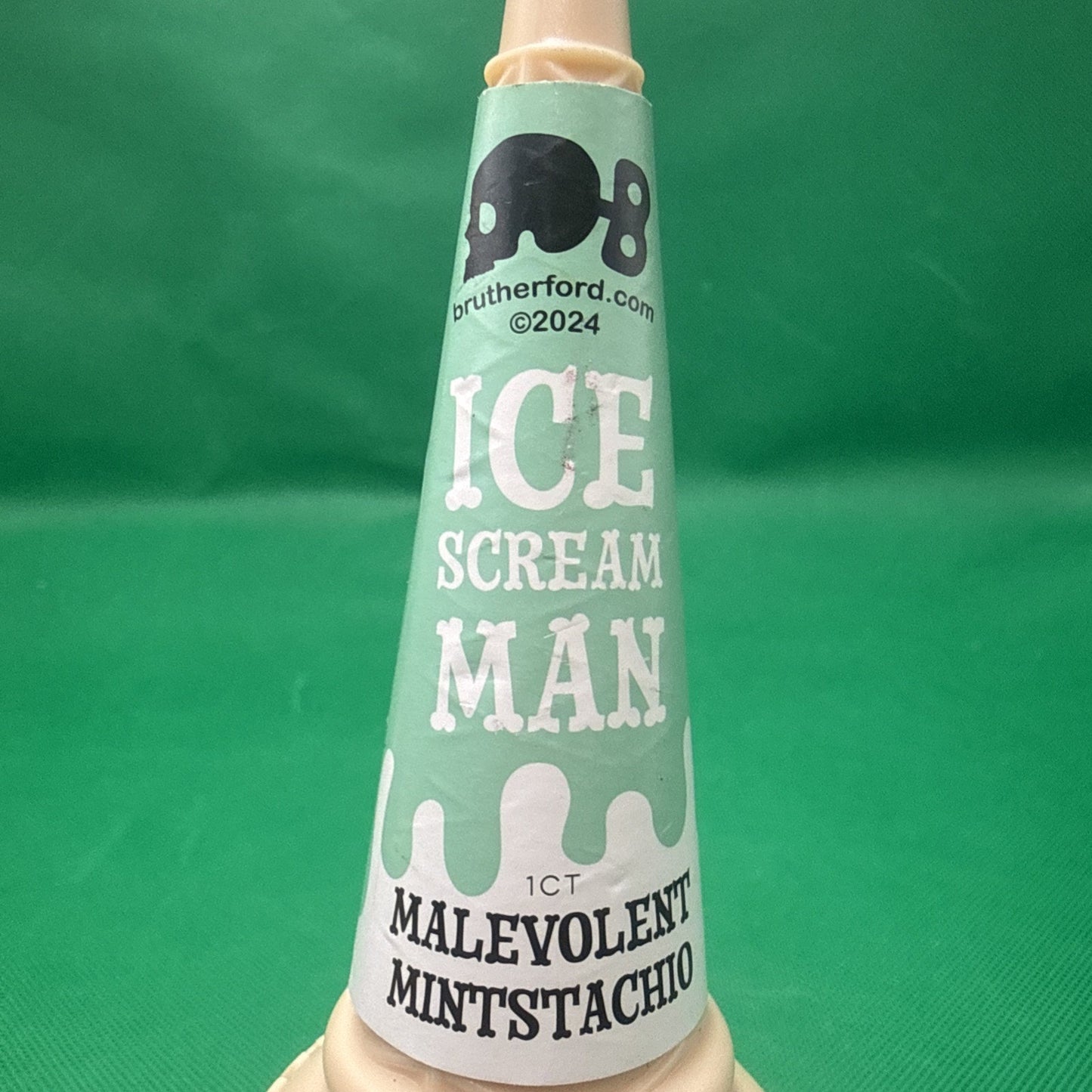 Ice Cream Man "Malevolent Mintstachio" Green Skull Plastic Ice Cream Cone Holder