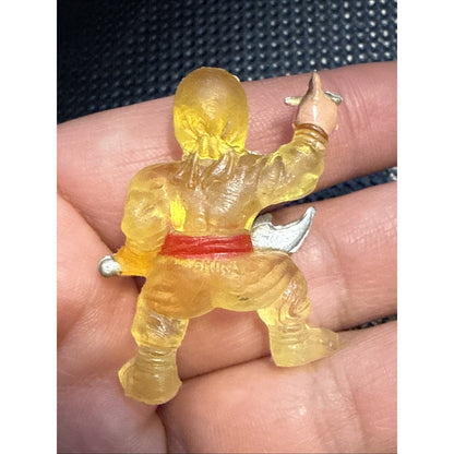 Vintage Rubber Yellow Ninja 1 1/2” Figurine With Sword And Throwing Star 80/90s