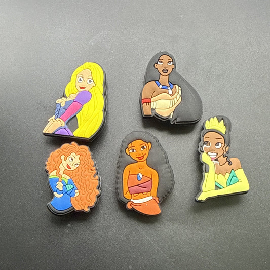 Lot of 5 Disney Princess Shoe Charms, Compatible With Crocs