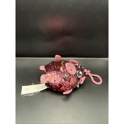 License 2 Play - Shimmeez Sequin Plush - PIG (Pink & Silver)(Plastic Key Clip)
