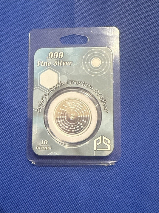 10g .999 Fine Silver "Bohr Atomic Structure of Silver" Round - toyscardscomics