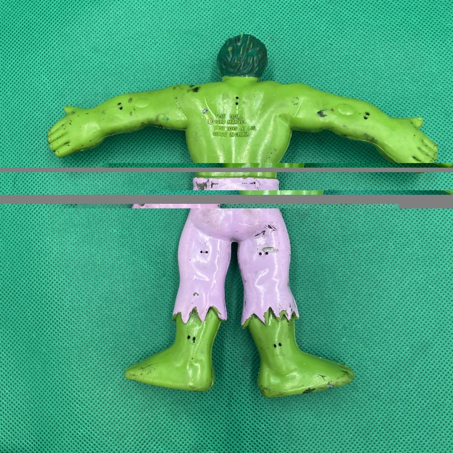 Vintage INCREDIBLE HULK bendy bendable PVC figure 6", 1989 Marvel Just Toys