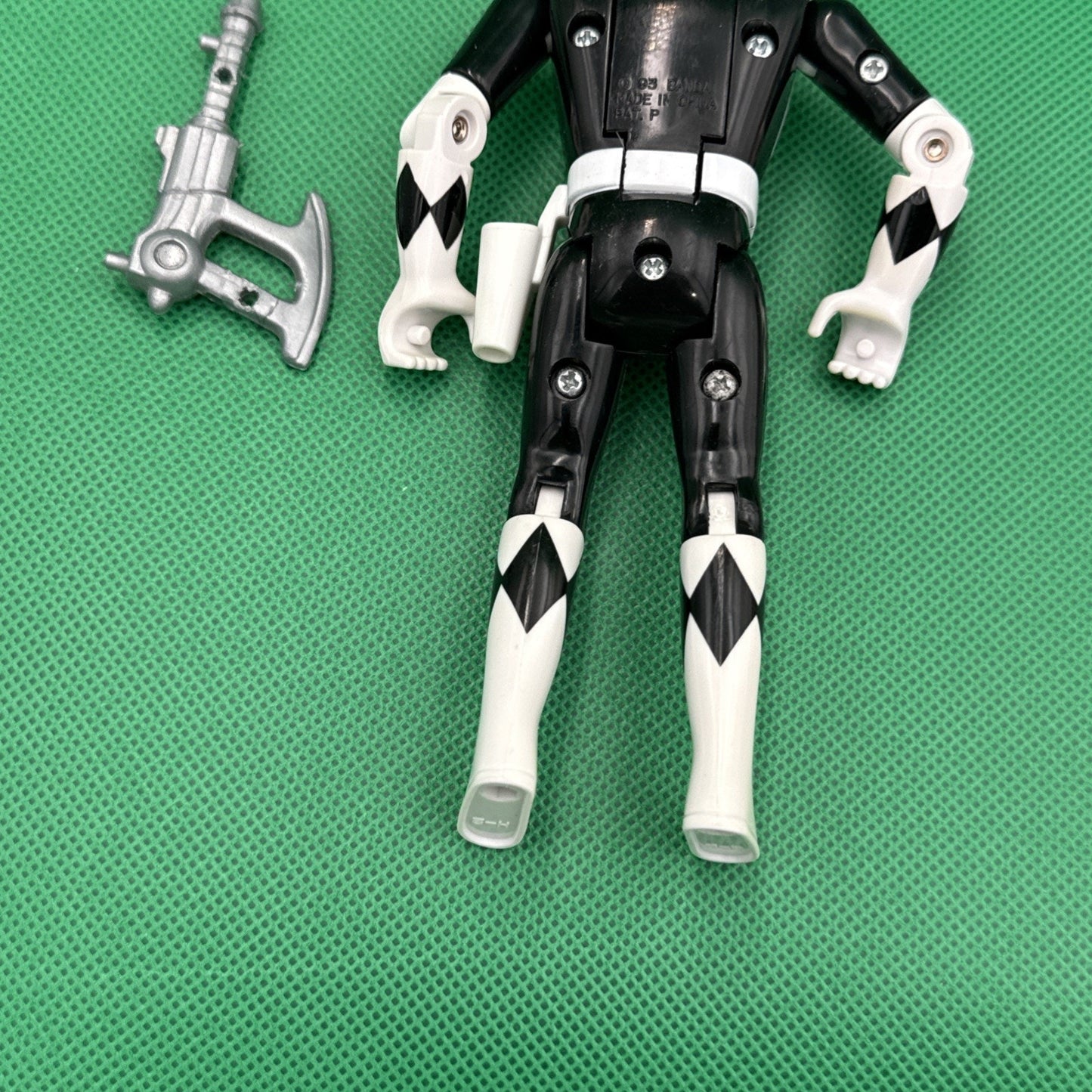 Vintage 1993 Mighty Morphin Power Rangers Black Ranger Flip Head Figure One Axe