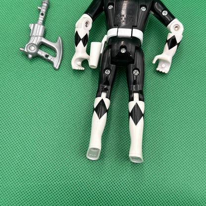 Vintage 1993 Mighty Morphin Power Rangers Black Ranger Flip Head Figure One Axe