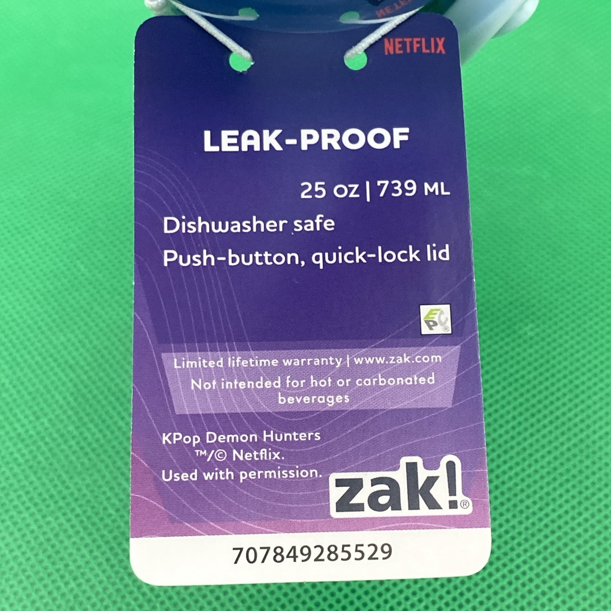Zak Designs K-Pop Demon Hunters Derpy 25oz Plastic Bottle Dishwasher Safe Lock