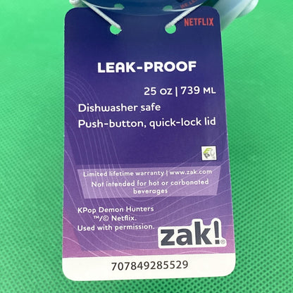 Zak Designs K-Pop Demon Hunters Derpy 25oz Plastic Bottle Dishwasher Safe Lock
