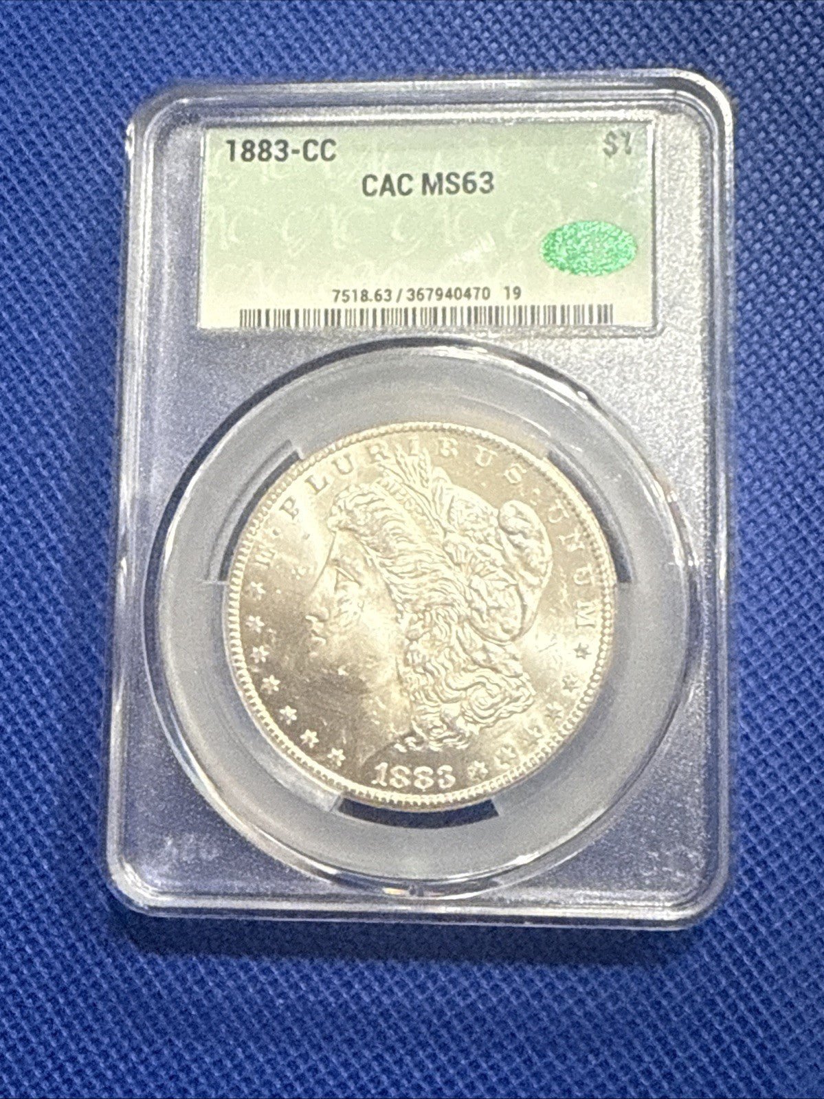 1883 CC Morgan Silver Dollar $1 CAC Grading MS63 - toyscardscomics