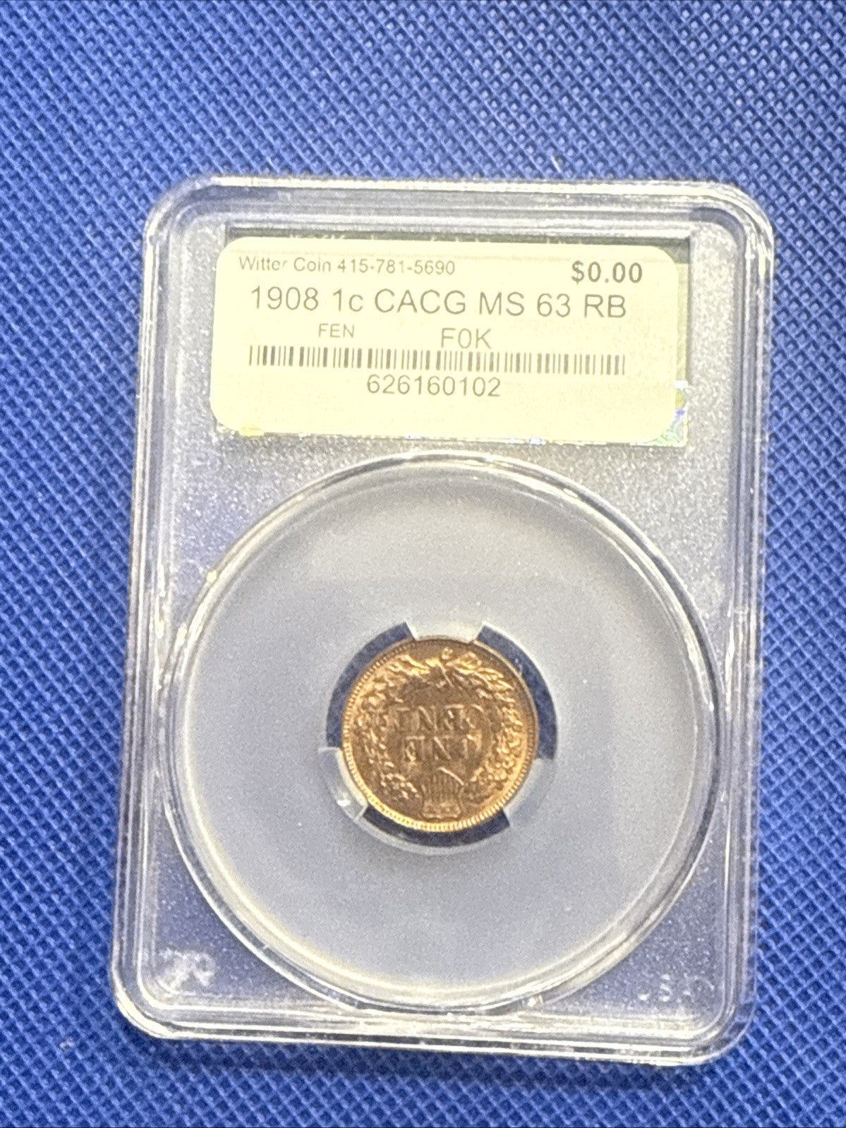 1908 1C PCGS/CAC MS64RB (OGH) - Indian Cent - Old Green Label Holder - toyscardscomics