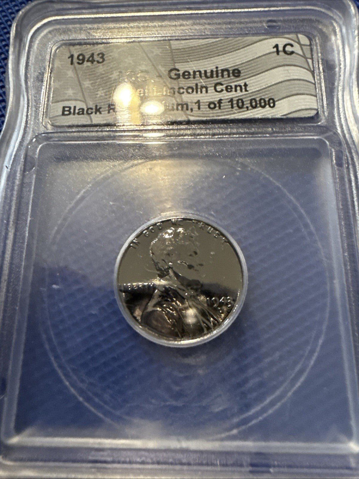 1943 ICG GENUINE STEEL LINCOLN PENNY BLACK RUTHENIUM 1 Of 10,000 - toyscardscomics