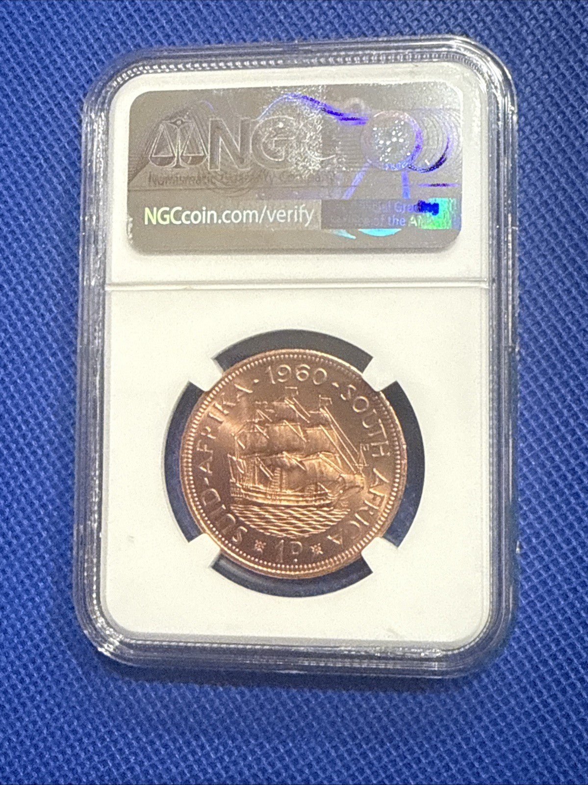 (1953 - 1960) 1960 South Africa Elizabeth II Penny Genuine NGC Slab - toyscardscomics
