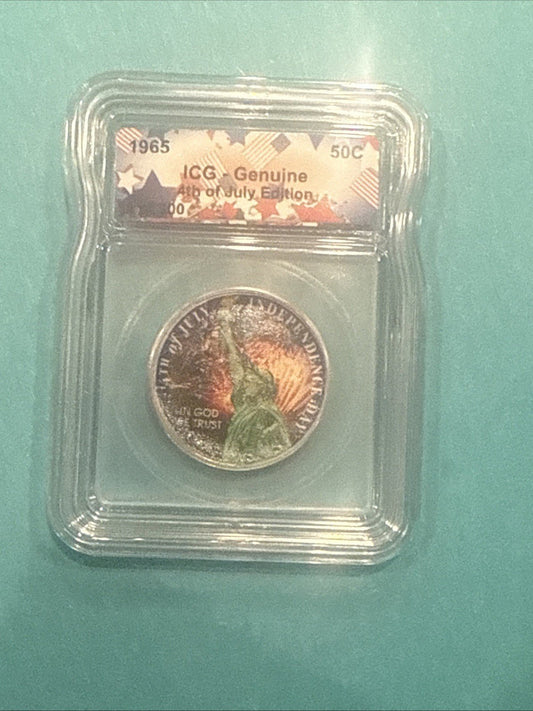 1965 ICG Genuine 4th of July Edition 50 Cent Coin - toyscardscomics