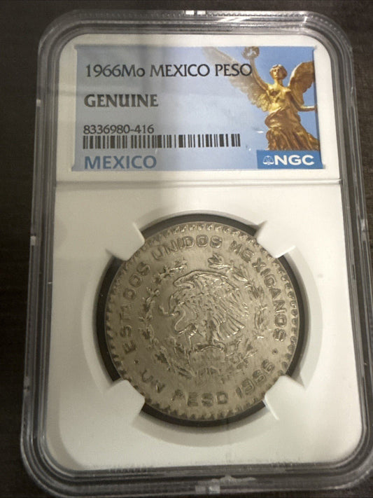 1966 Mo Mexico Peso Silver NGC Certified Genuine - toyscardscomics