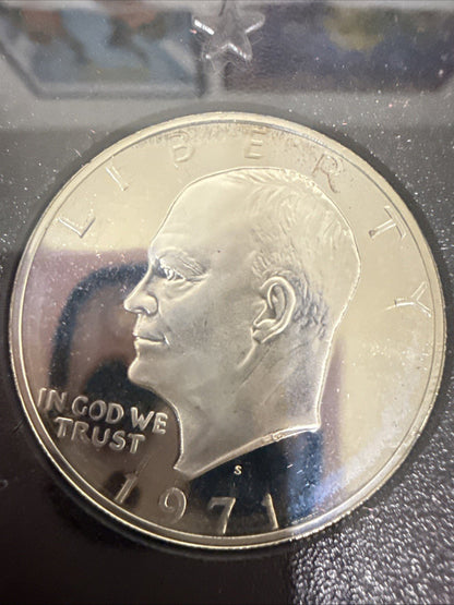 1971 S US Mint Eisenhower $1 Silver Proof Coin Uncirculated Ike Brown Box - toyscardscomics