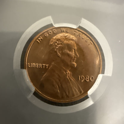 1980 1C Lincoln Reverse Memorial Cent (Penny) CAC MS66 RD - toyscardscomics